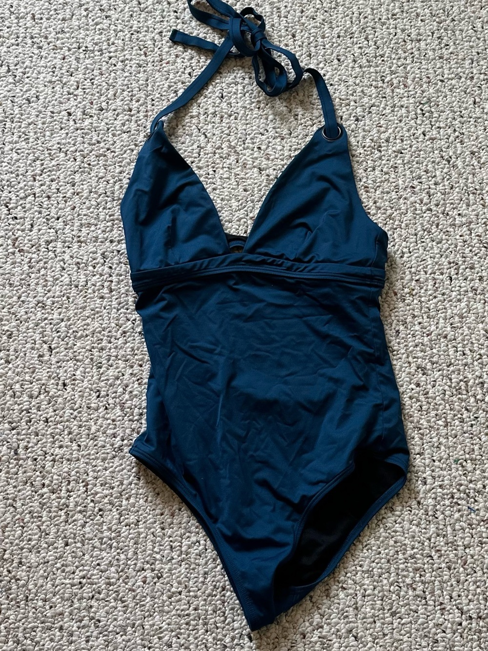 Mei Lounge MYA One-Piece Grommet Halter‎ Swimsuit in Deep Teal M